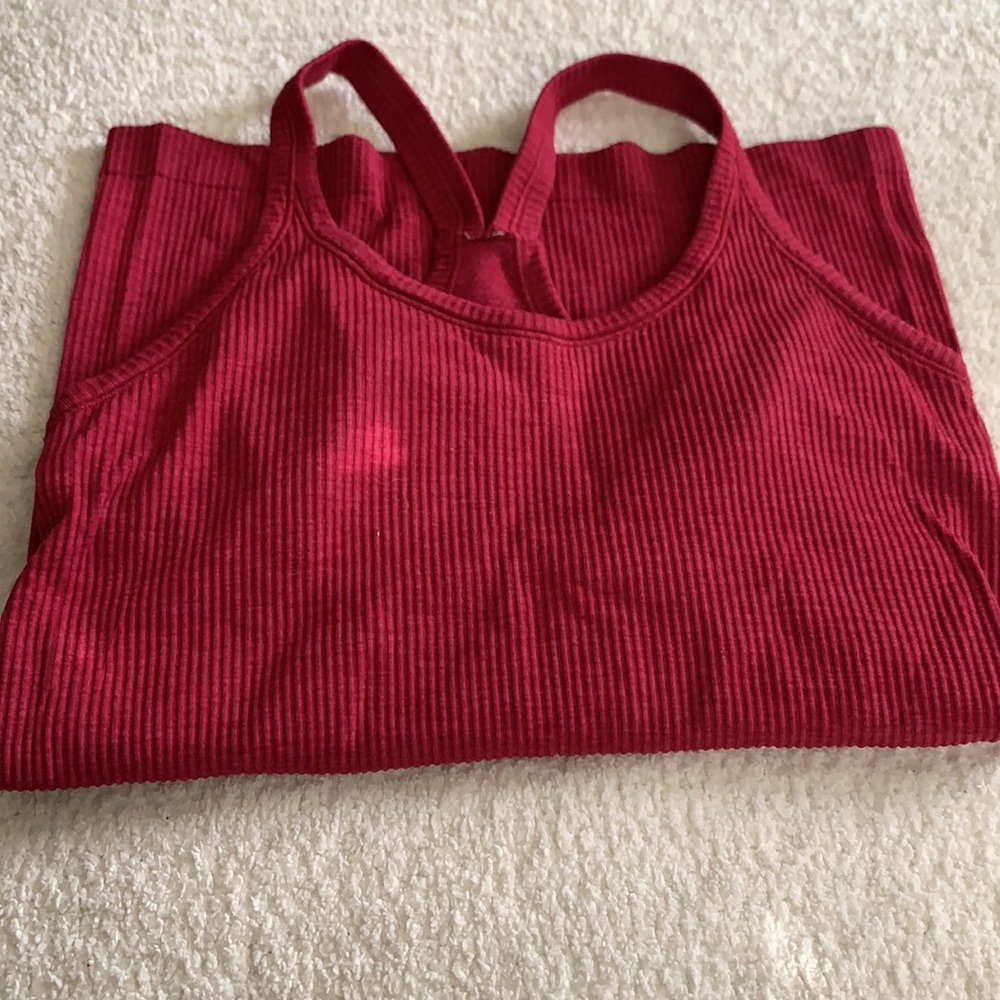 Lululemon Red Ribbed Y Back Bra Top